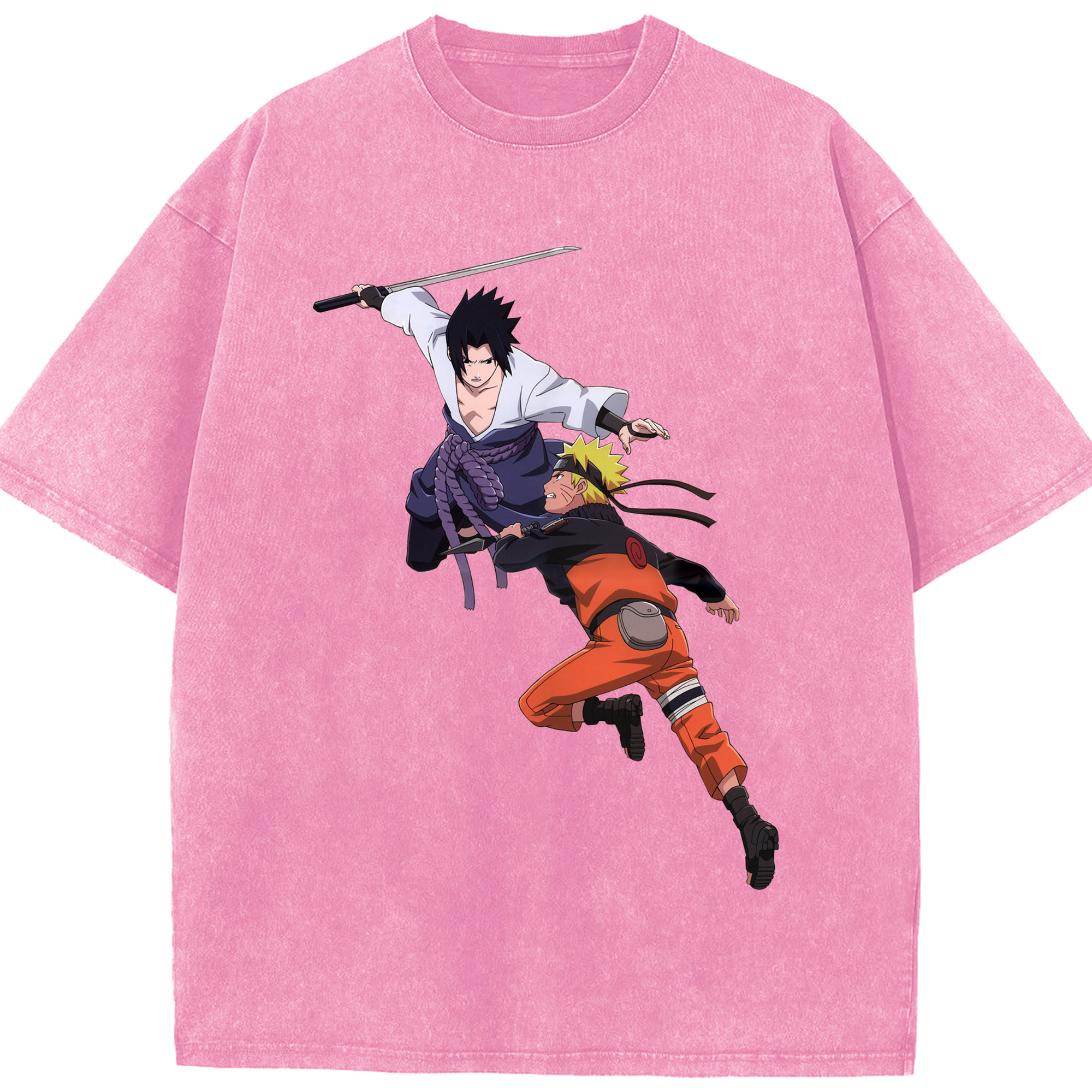 （画像用） NARUTO -ナルト- うちは サスケ Uchiha Sasuke 綿100% ヴィンテージ風 半袖Tシャツ（フロントプリント）